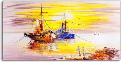 Produktbild von Coloray Spritzschutz aus Glas 120x60  Wandkunst Küchenrückwand Wasser Meer Segel Boot Sonnenaufgang