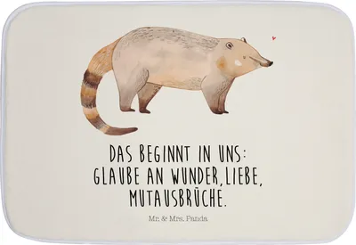 Produktbild von Mr. & Mrs. Panda Badematte Nasenbär - Weiß - Geschenk, Lustige Sprüche, Badezimmerteppich, Bär, duschmatte, Badteppich, Badezimmer Matte, Badvorleger, Nasenbären