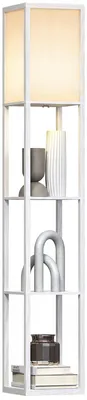 Produktbild von HOMCOM Stehleuchte Beleuchtung mit 3 Regalen E27 bis 40W E1-MDF Weiß