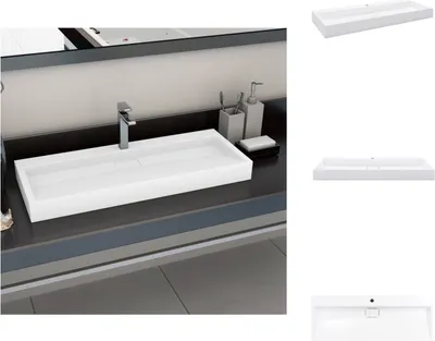Produktbild von vidaXL Waschbecken 120 x 46 x 11 cm Mineralguss/Marmorguss Weiß -  Badezimmer-Waschbecken