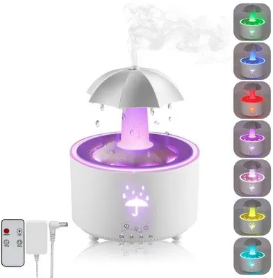 Immagine prodotto di Diffusore di profumo - Bianco - 300 ml - Umidificatore a ultrasuoni - Con luce LED e aromaterapia