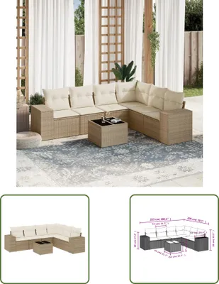 Produktbild von The Living Store 7-tlg. Garten-Sofagarnitur mit Kissen Beige Poly Rattan
