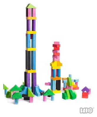Immagine prodotto di Blocchi da costruzione in legno Bajo - giocattolo da costruzione 102 pezzi colorati