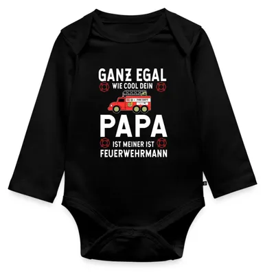 Produktbild von Spreadshirt Feuerwehr Papa Lustiger Spruch Feuerwehrmann Tages Baby Body Langarm, 56 (0-2 M.), Schwarz