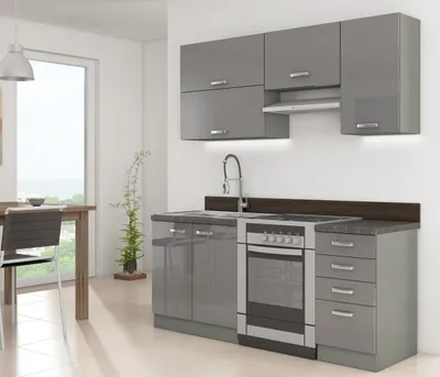 Immagine prodotto di Cucina per appartamenti 180/180 cm RONG 2 - grigio / grigio lucido