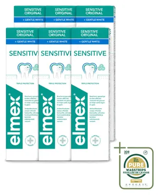Immagine prodotto di 6 tubetti di dentifricio Elmex Gentle White - Tripla protezione - 75 ml - Confezione risparmio - 6 pezzi
