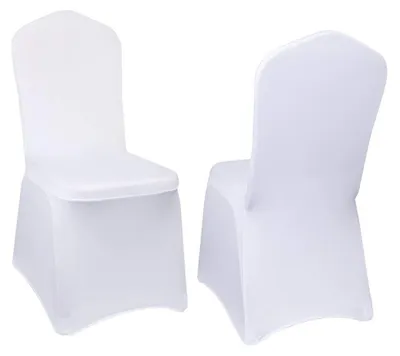 Stuhlbezüge 12er-Pack, weiß, Stretch, waschbar, für Hochzeit & Bankett