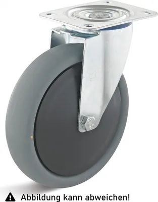 Produktbild von Rollcart TPE-ESD Lenkrolle Ø160x40mm in grau 180kg Tragkraft mit Kunststoff-Felge
