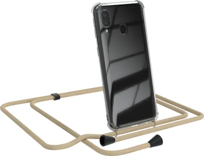 Produktbild von EAZY CASE Handykette kompatibel mit Samsung Galaxy A40, Handyhülle mit Umhängeband, Handykordel, Schutzhülle Clear, Band in Blau