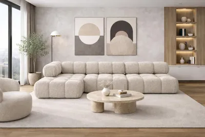 Produktbild von Kaiser Möbel Ecksofa Modulare L-Form, Bouclé-Stoff Abriamo, Beige, Links, Selia