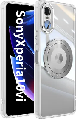 Produktbild von Handyhülle für Sony Xperia 10 VI Transparent Militärschutz mit Magnetring Ständer und Kameraabdeckung Weiß
