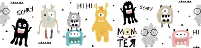 Produktbild von Lovely Kids selbstklebende Kinderzimmer Bordüre Monster Party bunt gelb grau schwarz weiß 5,00 m x 0,155 m