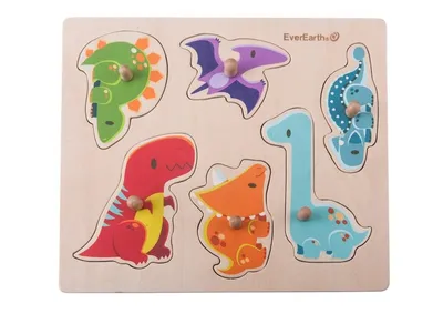 Produktbild von Formenpuzzle Holz Dino Multicolor 6 Teile