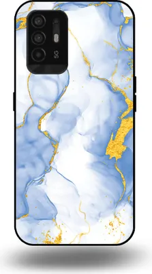 Produktbild von Smartphonica Handytasche passend für OPPO A94 5G mit Hellblau Gold Marmor Print - TPU Backcover Case Hellblau Gold Marmor Design
