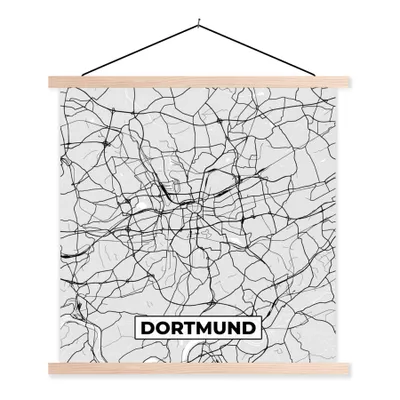 Produktbild von MuchoWow® Textilposter Deutschland - Stadtplan - Karte - Dortmund 120x120 cm mit holzfarbenen Rahmen - Textil-Poster