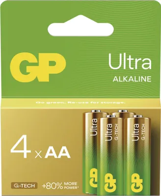 Alkalická baterie GP Ultra AA (LR6), 4 ks
