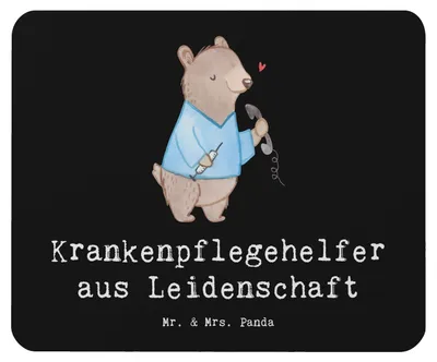 Produktbild von Mr. & Mrs. Panda Mauspad Krankenpflegehelfer Leidenschaft - Schwarz - Geschenk, gummi, Mousepad, laptop, Ausbildung, Lustig, Spruch, Witzig, computermatte, Mouse Pad