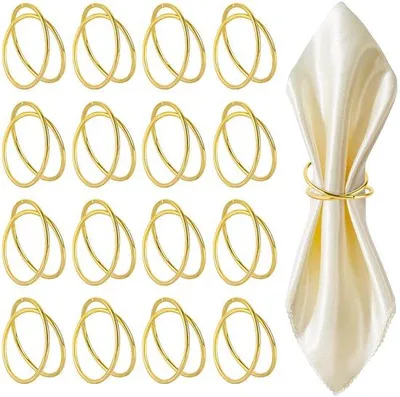 Productafbeelding van Ibenzoa® 16-delige set gouden servetringen met dubbele spiraaldesign – gegalvaniseerde metaallegering, elegant voor bruiloften en feestelijke gelegenheden