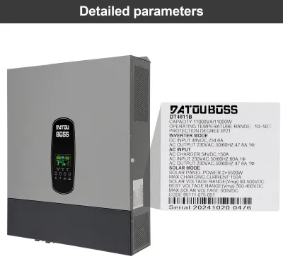 Image de Kit de stockage d'énergie solaire - Onduleur hybride LFP48-300-11 et batterie LiFePO4 - 15,36 kWh - 300 Ah - 51,2 V - 11 kW 48 V - Wi-Fi - 210 A max