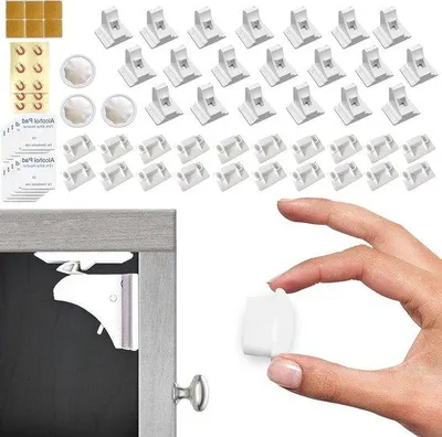 Image de Famanu : Serrures de sécurité pour enfants - 20 pièces de serrures de sécurité magnétiques - pour armoires de cuisine et tiroirs - blanches