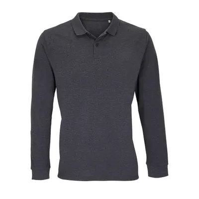 Produktbild von SOLs 04241 | Uni Long Sleeve Polo Shirt Planet Langarmpoloshirt Uni - Farbe: Charcoal Melange - Größe: L