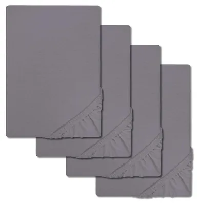 Immagine prodotto di set di 4CloudComfort Basic lenzuola elastiche in jersey grigio scuro 140 x 190 - 160 x 200 cm (4 pezzi)