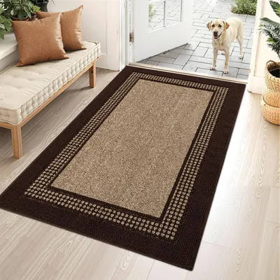Obrázek produktu pro Podlahová rohož do interiéru, omyvatelná, protiskluzová, zachycující nečistoty, hnědá, obdélníková, rozměry 90x150 cm