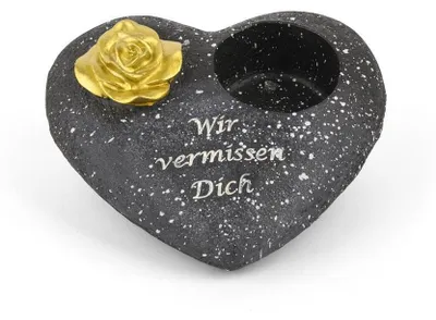 Produktbild von Novaliv Grabschmuck I Grabengel Grabdeko Grabherz grabdekoration Engel für Friedhof grablaterne Engel (Herz Rose schwarz, 1x Stück)