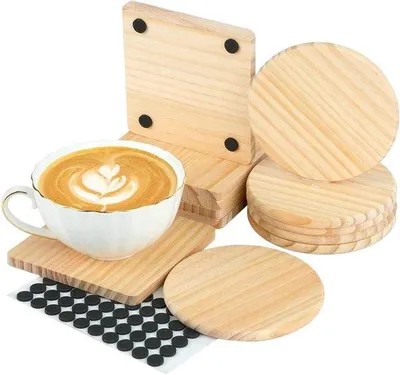 Immagine prodotto di Sottobicchieri in legno, 24 pezzi, 10 cm, legno naturale