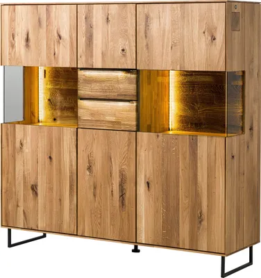 Image de MASSIVMOEBEL24 | Buffet en bois de Chêne 148x43x144 naturel huilé WIEN #226