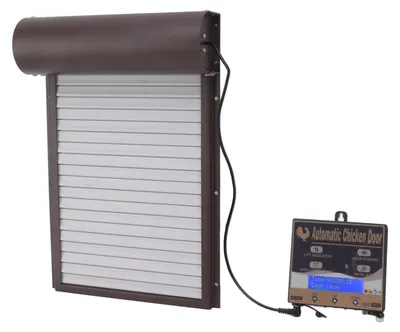 Zdjęcie produktu dla Automatyczne drzwi do kurnika z czujnikiem światła i pilotem zdalnego sterowania – drzwi 3 w 1 do ferm hodowlanych, 100–240 V, brązowe, wtyczka UE, 100–240 V