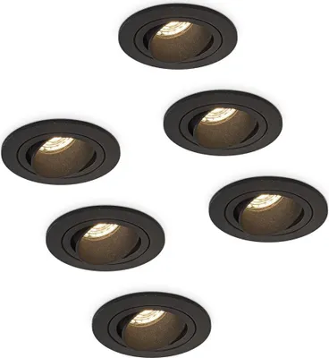 Produktbild von hoftronic LED Einbaustrahler Set 6x 5W GU10 Schwarz IP20 schwenkbar