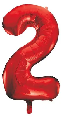 Image de Ballon en aluminium chiffre 2 rouge