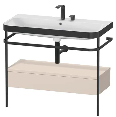 Produktbild von Waschtischunterbau HAPPY D.2 PLUS 975x490mm m Metallkon 2 HL ta supermatt zwei Hahnlöcher taupe supermatt