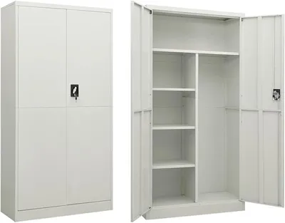 Produktbild von Schließfachschrank Wertfachschrank Fächerschrank Umkleideschrank Metallschrank Hellgrau 90x40x180 cm Stahl