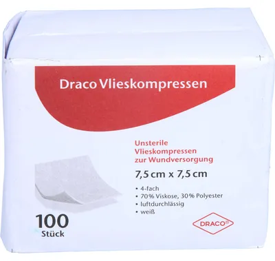 Produktbild von DRACO Vliesstoffkompressen 7,5 x 7,5 cm unsteril, 100 St. Kompressen