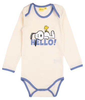 Produktbild von The Peanuts Baby Body Snoopy - Hello - Unisex Strampler Schlafstrampler Kinder Kleinkind Langarm Weiß 86-92