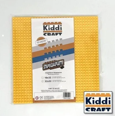 Produktbild von KiddiCraft KC32GBSA Stapelbauplatte Gelb 32 x 32 Noppen (25,5 x 25,5 cm)