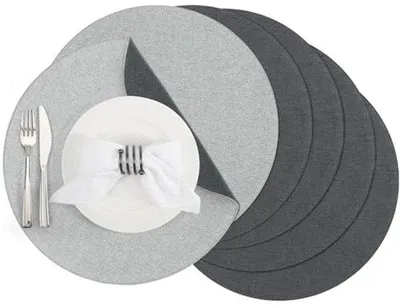 Produktbild von Famanu Platzsets Set von 6 - Abwaschbar und Antirutsch (38 cm, Hellgrau-Grau)