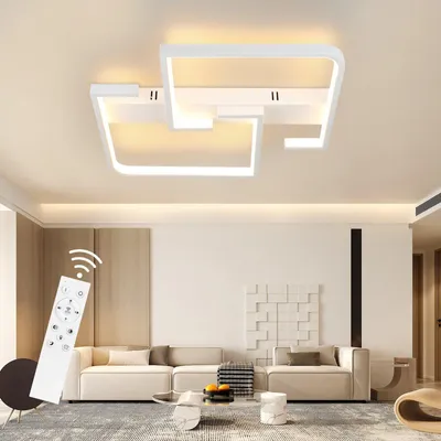 Immagine prodotto di ZMH Lampada da soffitto LED Lampada da soffitto per soggiorno Dimmerabile Telecomando 45W Bianca Lampada da soggiorno in metallo Lampada da camera da letto per cucine Studio 60CM