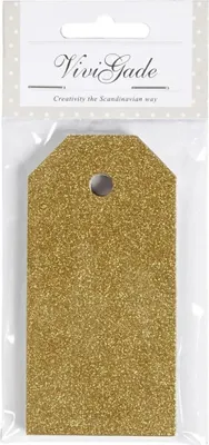 Produktbild von Geschenkanhänger gold glitter 5x10cm 15Stk