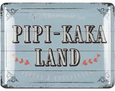 Produktbild von LANOLU Blechschild Pipi Kaka Land Schild, Toilettenschild lustig, lustige WC Schilder Vintage Deko Gäste WC Schild, Badezimmer Türschilder