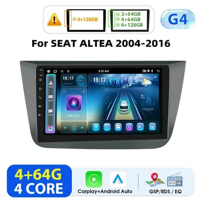 Obrázok produktu pre Autorádio s Androidom – 2 DIN, 22,9 cm pre Seat Altea 2004–2016 – bezdrôtové CarPlay – 2 GB RAM, 64 GB ROM – Wi-Fi, GPS, Bluetooth – 1024x600 – šedá