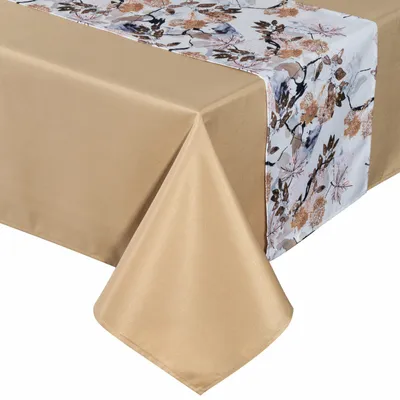 Produktbild von EUROFIRANY Tischdecke mit Tischläufer Tischtuch 140x260 cm elegant gold Tischdeko Deko
