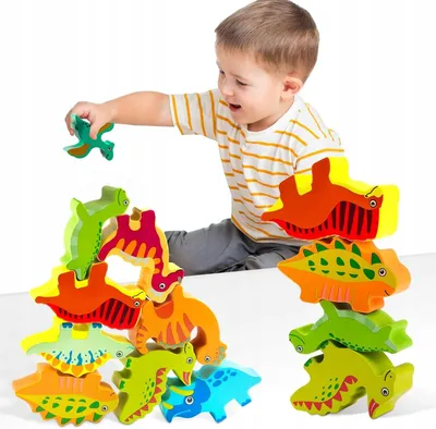 Produktbild von Holzbausteine Dinosaurier Lernpuzzle Geschenk für Kinder