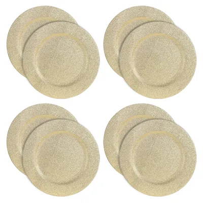 Produktbild von com-four® 8x Platzteller als Tischdekoration - wiederverwendbare Unterteller - funkelnde Dekoteller für Hochzeit, Familienfeier oder Weihnachten - Charger Ø 33 cm