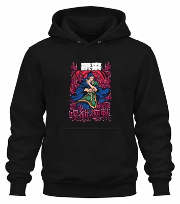 Obrázok produktu pre anime Flames Magician Japanese Manga Anime Aesthetics Gift Uni mikina s kapucňou, čierna, S