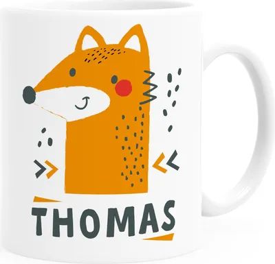 Produktbild von Kinder-Tasse Kunststoff Fuchs personalisierte Namenstasse für Jungen Mädchen Tiere Tiermotiv SpecialMe® weiß Kunstoff-Tasse