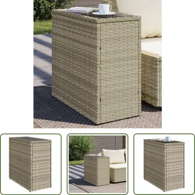 Produktbild von The Living Store Garten-Beistelltisch mit Glasplatte 58x27,5x55 cm Poly Rattan