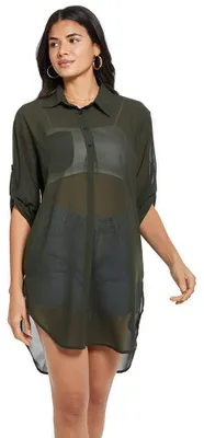 Produktbild von KBRPEY Strandtunika Damen Hemdbluse Transparent Bikini Cover up Strandkleider So